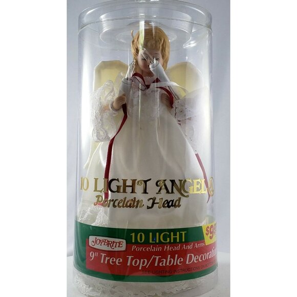 Vintage Joy Brite 10 Light Angel 9" Tree Top Table Decoration Porcelain Head - Picture 3 of 12